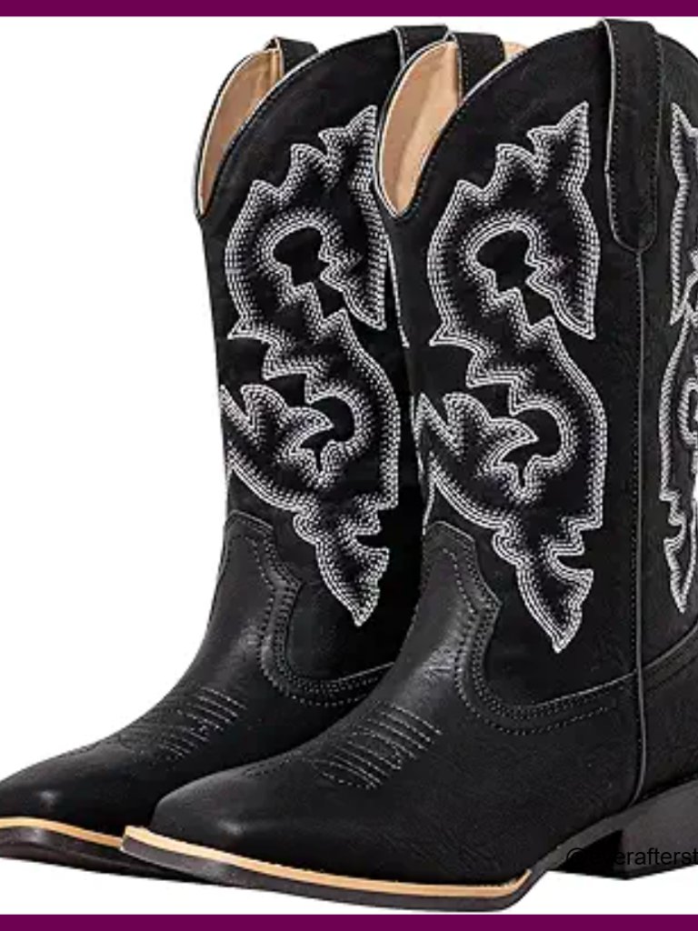Extra Wide Calf Cowgirl Boots With Removable Cushion & Square Toe